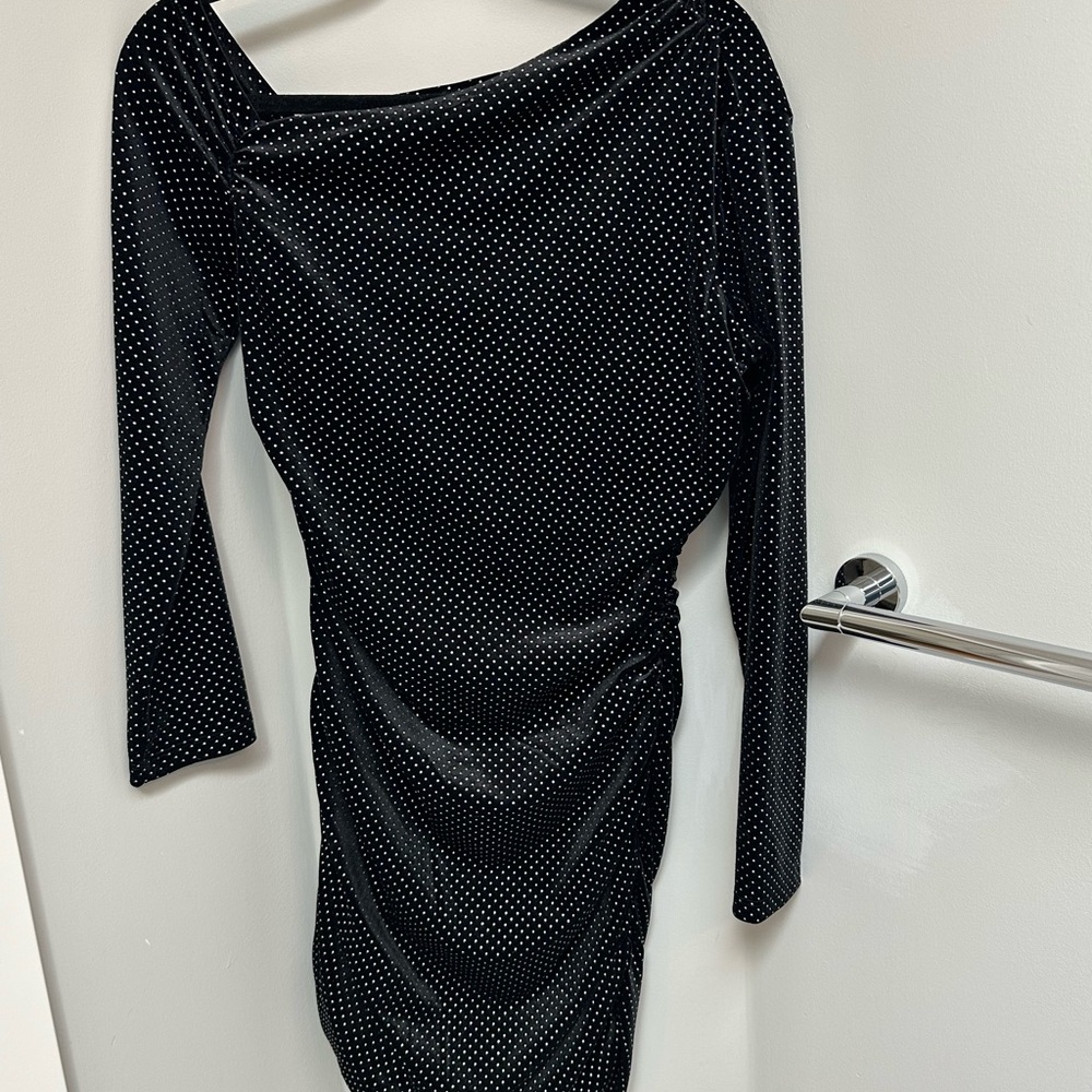 Zara Black Ruched Asymmetrical Cocktail Dress